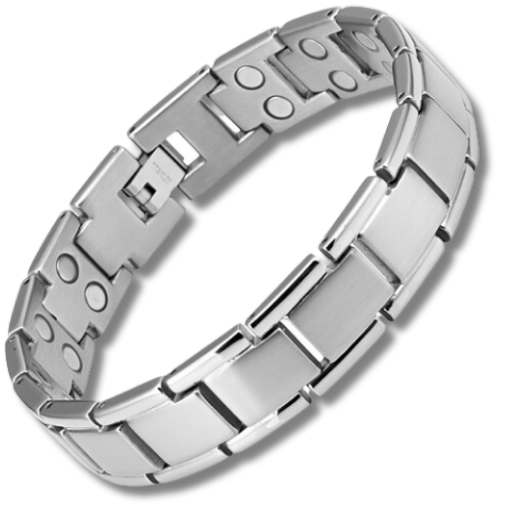 Mens Double Strength Magnetic Bracelet Silver