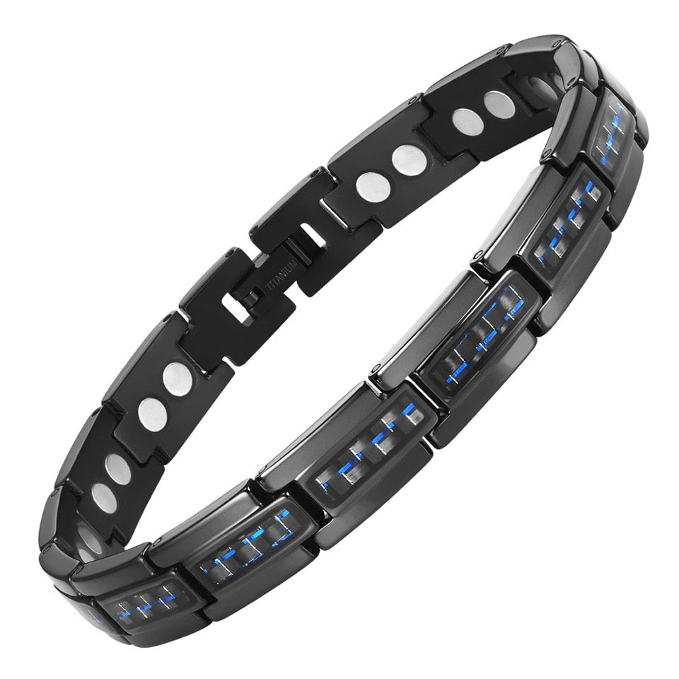 Mens Double Row Magnetic Therapy Bracelet Black