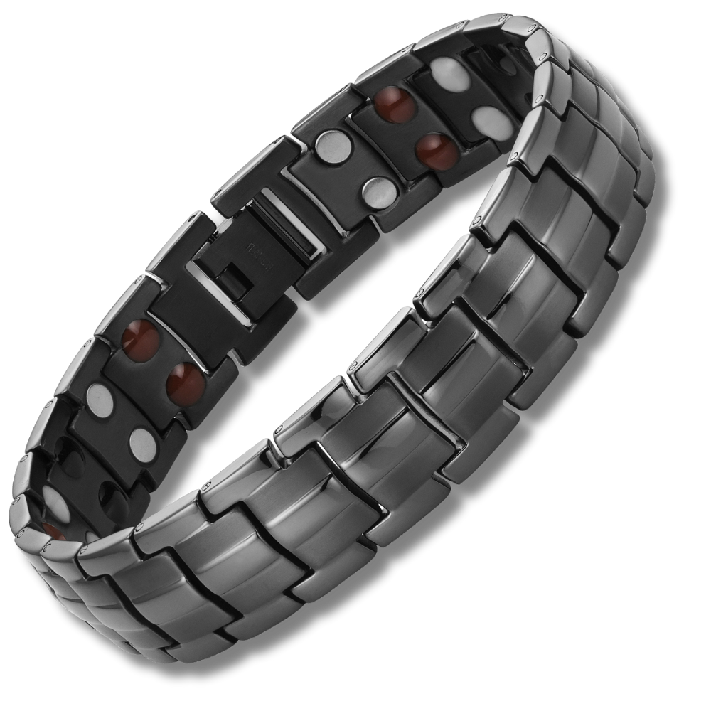 Men's Grey Titanium Four Element Magnetic Therapy Bracelet