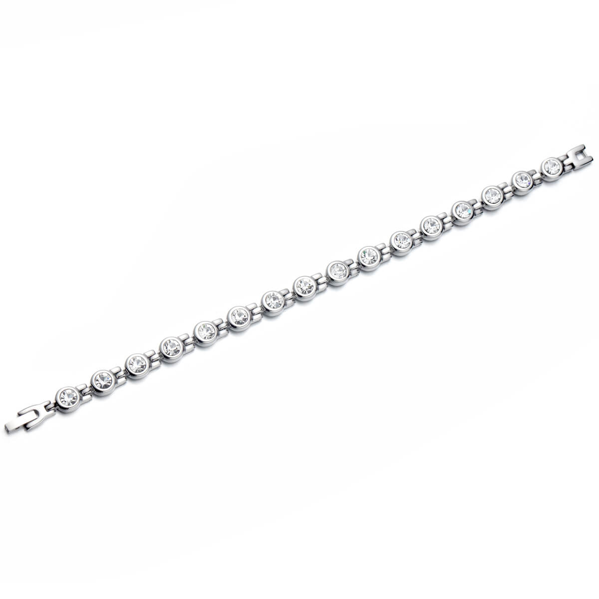 Ladies Four Elements Clear Gem Stone Titanium Magnetic Bracelet