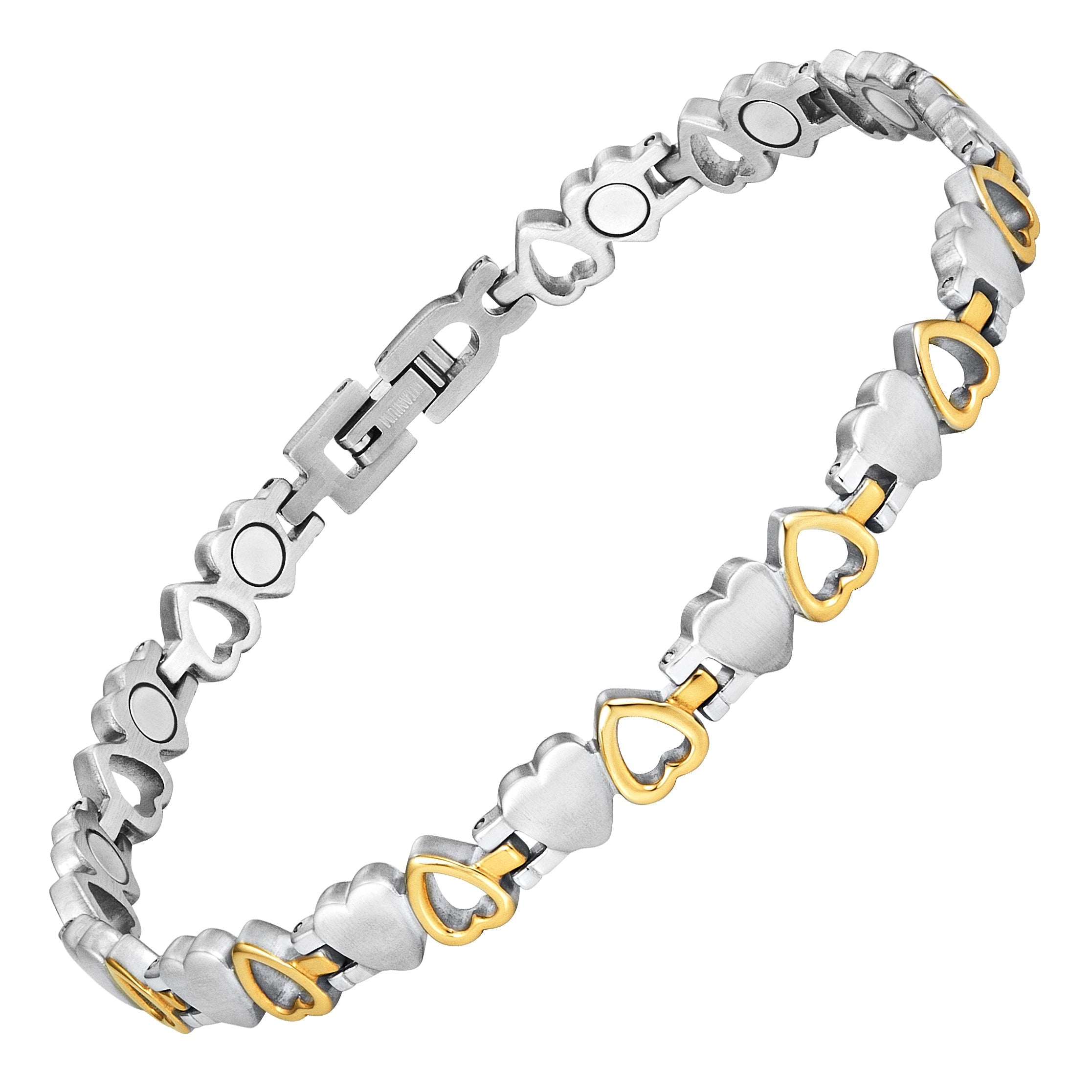 Ladies Magnetic Therapy Anklet- Love Heart Two Tone
