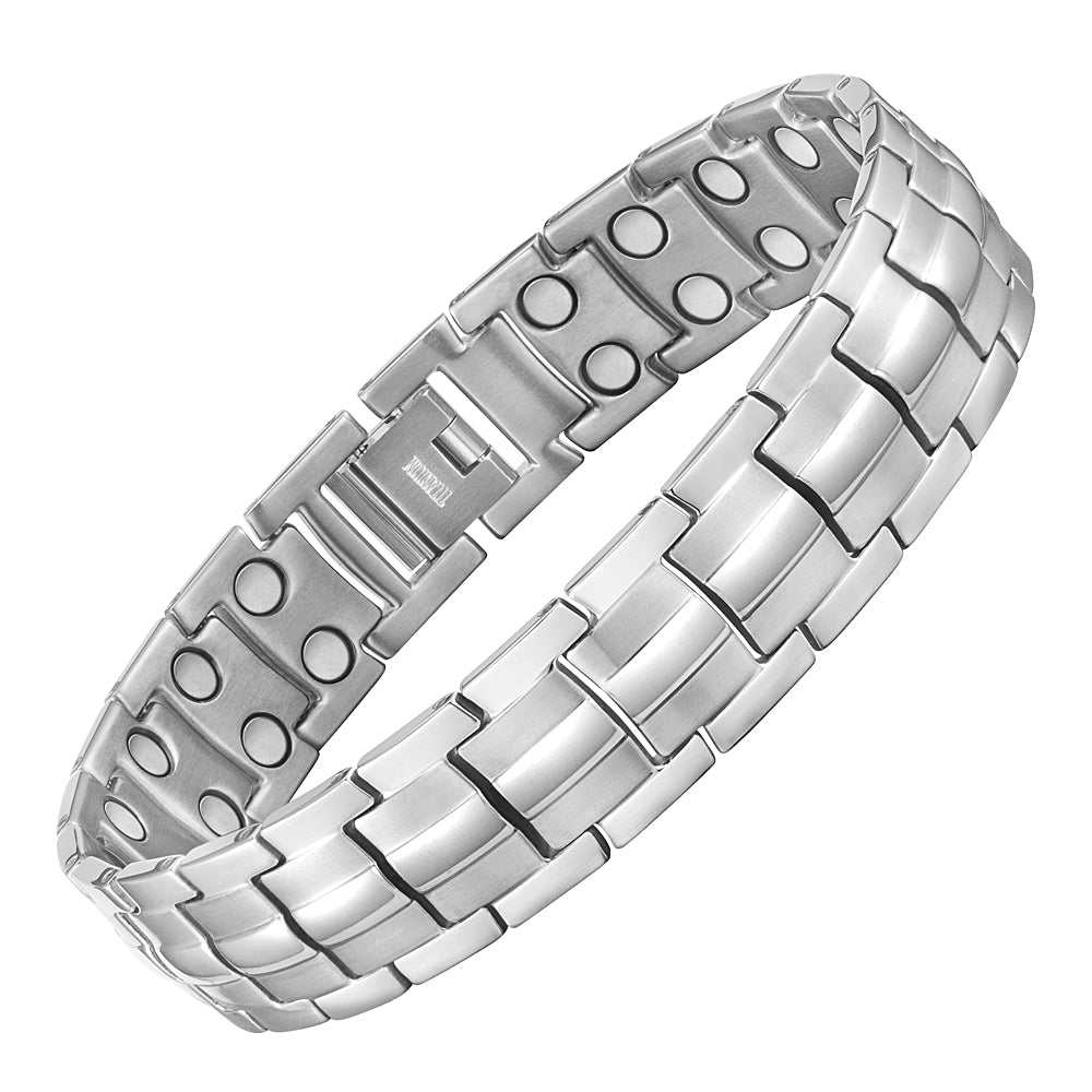 Men's Titanium Double Row Magnetic Therapy Bracelet