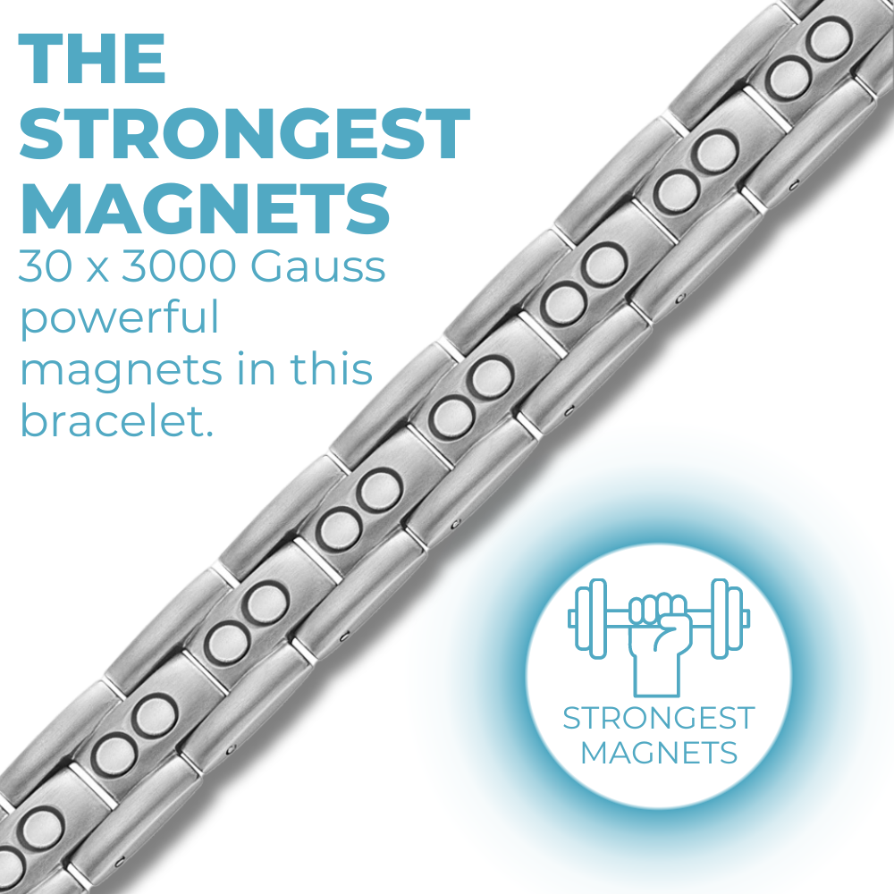 Mens Double Magnets Titanium Magnetic Therapy Bracelet